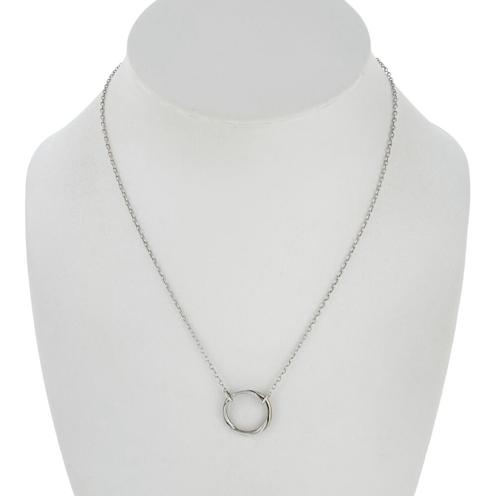 Vintage Sterling Silver 925 Twisted Circle Pendant Necklace 15"